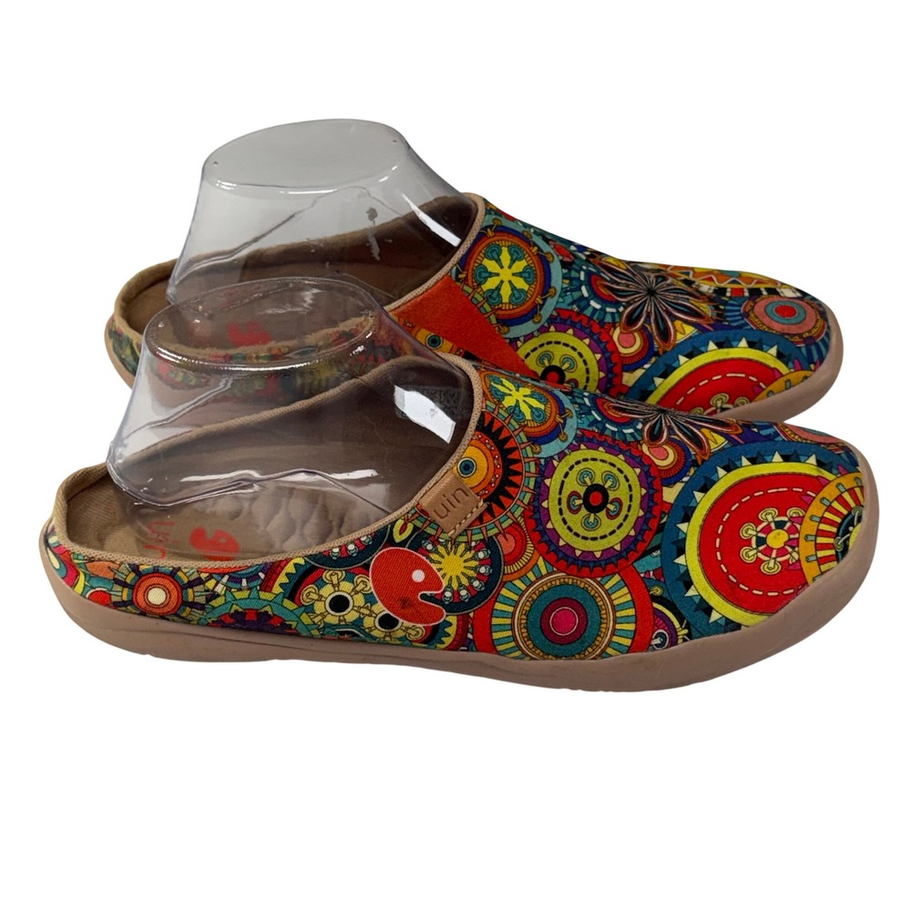 UIN Toledo Travel Slipper Women 10.5 Blossom Floral Art Canvas Slip On Boho Mule